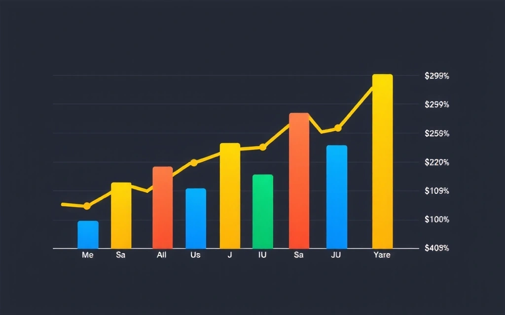 Data visualization showing increase in sales and conversion rates over time