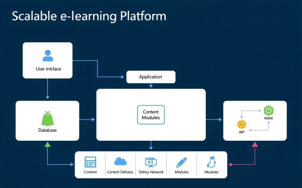 Diagram showing the architecture of a scalable e-learning platform