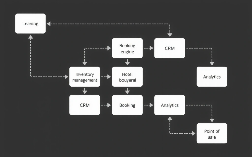 Flowchart showing integrated systems for hotel management
