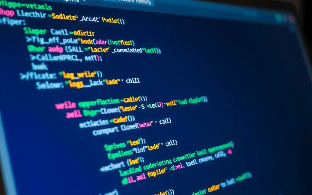 Code editor on a screen with lines of code, symbolizing the development process and programming.