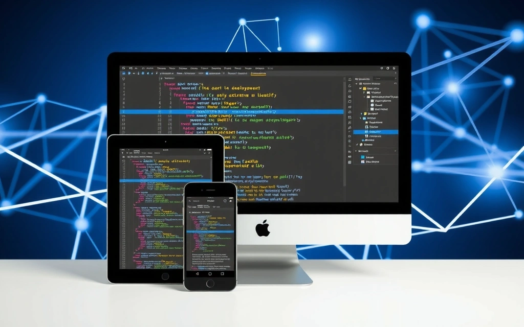Modern web design and development interface on multiple devices